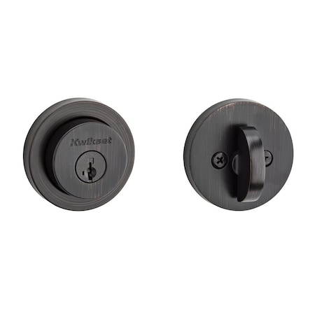 Kwikset Milan Round Rose Single Cylinder Deadbolt SmartKey with 6AL Latch and STRKP Strike Pack which 158RDT-11PS.STRKP