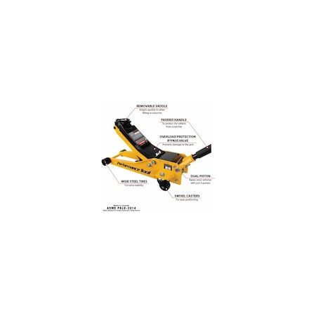 Performance Tool 3 Ton Rapid Lift Low Profile Floor Jack W1626