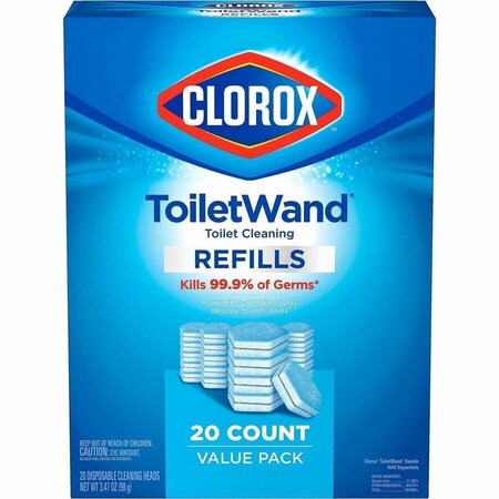Clorox Disinfecting ToiletWand Refill Heads, Toilet Cleaning Scrubbing Pads, Blue/White, 20PK 31049