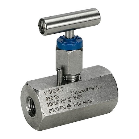 Parker Needle Valve, 1/2 in Pipe, FNPT x FNPT V-508SCT