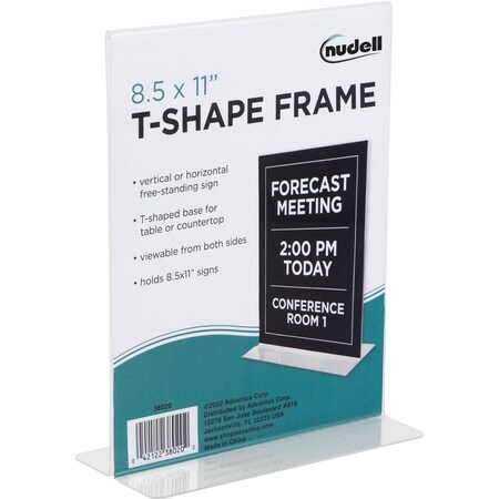 Nudell Tshape Acrylic Frame Standing Sign Holder, No Color NUD38020