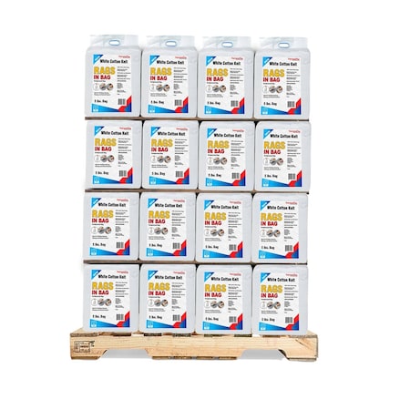 Supremeplus New White Knit T-Shirt Cleaning Rags, 800 lbs. Pallet, 160 x 5 lbs. Bags, 160PK SP-9534