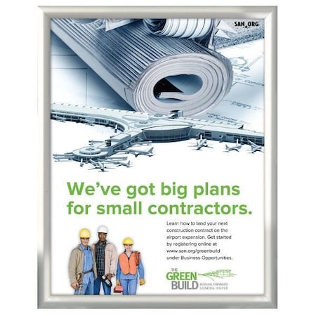 M&T Displays Snap Frame 17 in. X 22 in. Poster Size, Silver, 1 in. Mitred UCN255N012X2990