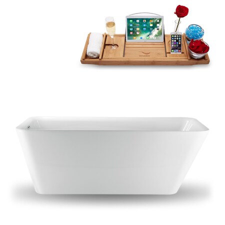 Streamline 59.1 in L, 28.3 in W, Glossy White, Acrylic, Reversible N-1221-59FSWH-FM