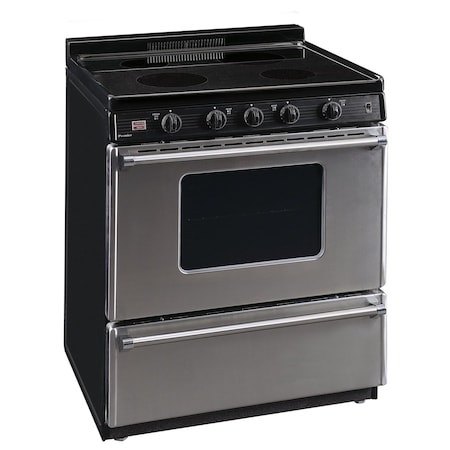 Premier Electric Range, 30 inW x 37.5 inH x 26 inD, 3.91 cu. ft. Oven, Glass Top Stove, Stainless Steel 805717