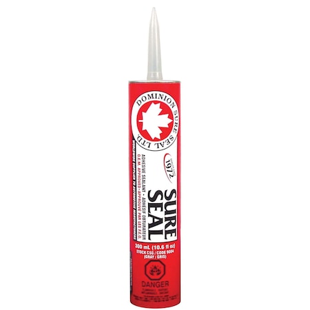 Dominion Sure Seal All-Purpose Sure Seal Adhesive Sealant, 300 mL Cartridge, Gray, Liquid, 24 hr Curing 9004