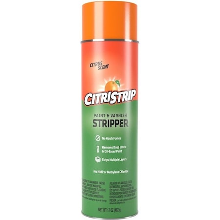 Citristrip Paint and Varnish Stripper, Gas, Orange, 17 oz, Aerosol Can ECSG807