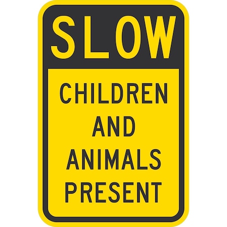 Lyle Slow Children and Animals Present, 12x18, Non-Reflective, Yellow G-4906-NA_12x18