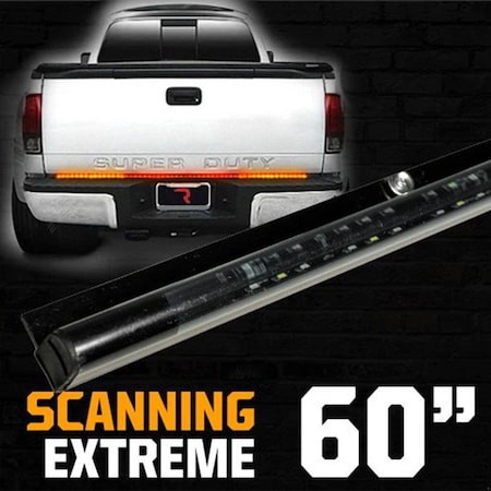 Recon Truck Accessories 60IN TAILGATE BAR W/ AMBER SCANNING LED TURN SIGNALS & RED L.E.D. BRAKE/RUNNING 26416X