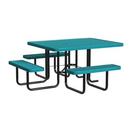 Leisure Craft 46" Square ADA Accessible Outdoor Picnic Table with 3 Bench Seats, Teal T46SQP-ADA-TEAL