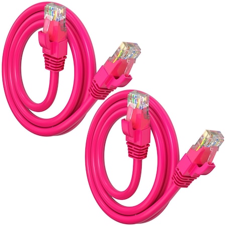 Maximm Cat6 Ethernet Cable 2ft 10Gbps 550MHz UTP, 2PK, Pink, 2PK CAT6CCA-2PN-2PK