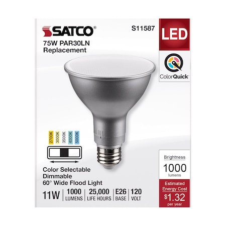 Satco Products Satco PAR30LN E26 (Medium) LED Bulb Tunable White/Color Changing 75 Watt Equivalence S11587