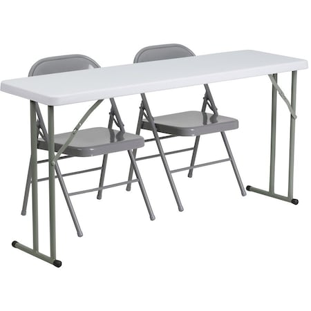 Flash Furniture Rectangle Table Set, Plastic Top, White RB-1860-1-GG