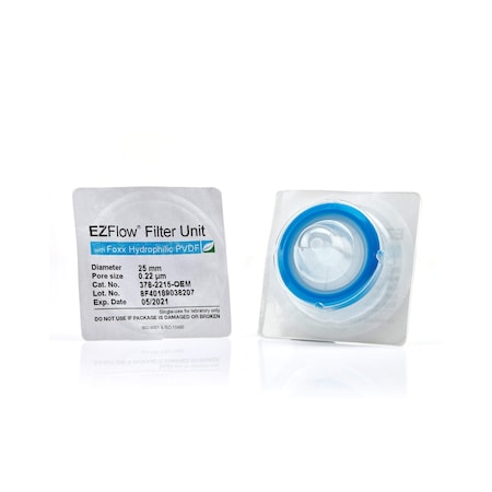 Foxx Life Sciences EZFlow Syringe Filter, 0.45um Hydrophilic PVDF, 25mm, Sterile, 100PK 378-3215-OEM
