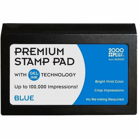 Cosco 2000 Plus Gel Ink Premium Stamp Pad, 3in Height x 4.3in Width x 3.5in Depth, Blue Ink 30255