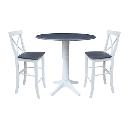Whitewood Industries Extension Dining Tables, 45 in L, 38 in H, Parawood, 3 Piece Set K05-42DPT-27-S61332