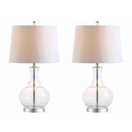 Jonathan Y Lavelle 25" Glass LED Table Lamp, Clear/Chrome, 2PK JYL1068B-SET2