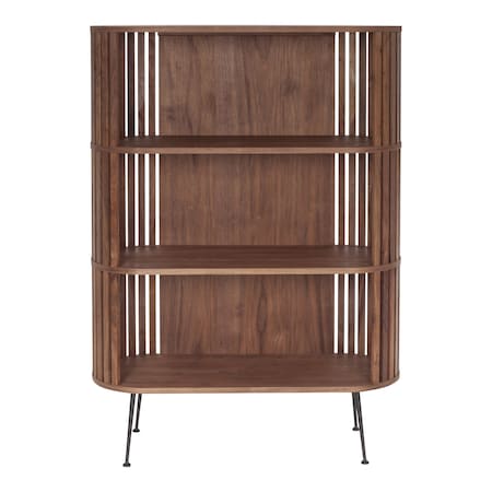 Homeroots 57" Natural and Brown Wood Three Tier Bookcase 517721