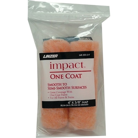 Linzer Paint Roller Cover, 3/8 in Thick Nap, 4 in L, Fabric Cover MR 103-2 4IN