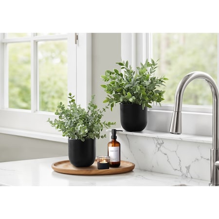 Monarch Specialties Artificial Plant, 11" Tall, Eucalyptus Grass, Indoor, Faux, Fake, Table, Greenery, Potted, Set Of 2 I 9580