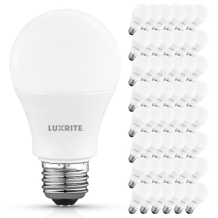 Luxrite A19 LED Light Bulb 60 Watt Equivalent, Non-Dimmable, 4000K Cool White, 800LM, Standard LED, 48PK LR21533