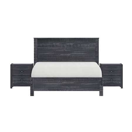 Homeroots Three Piece Gray Solid Wood Bedroom Set 523977