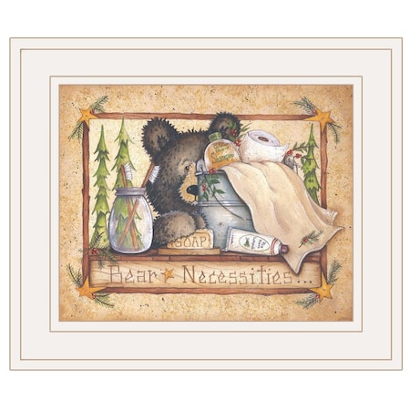 Homeroots Bear Necessities 1 White Framed Print Bathroom Wall Art 405258