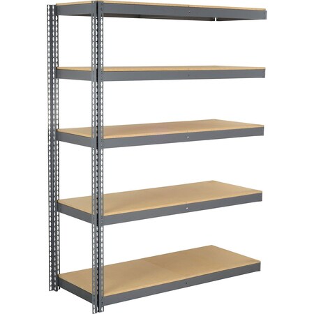 Global Industrial 5 Shelf, Heavy Duty Boltless Shelving, Add On, 72"W x 36"D x 84"H, Wood Deck B3164304