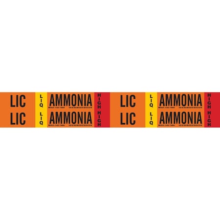 Brady LIC LIQ AMMONIA HIGH Pipe Marker, 1.125in H x 7in W, Card of 4 EA, 4PK 145922
