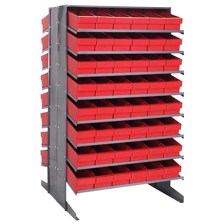 Quantum Storage Systems DOUBLE SIDED PICK RACK W/48 RED BINS QPRD-602RD