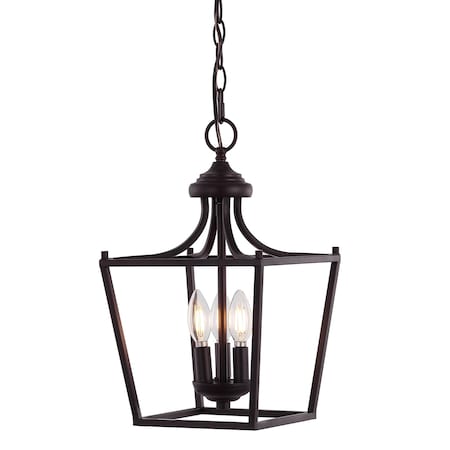 Jonathan Y Camden 10" 3-Light Iron Classic Midcentury Pendant Lantern, Oil Rubbed Bronze JYL7560A