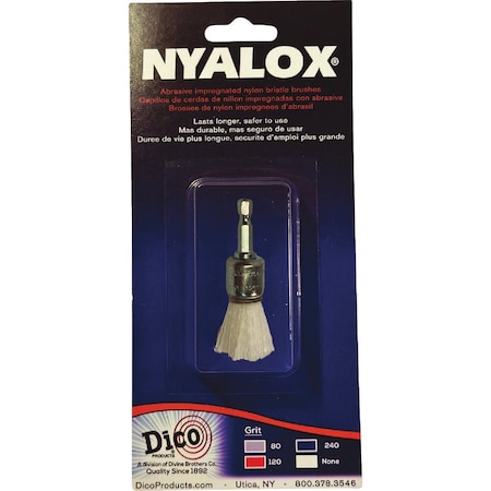 Dico Nyalox 3/4'' White Nylon Non-Abrasive Drill-Mounted Brush 7200085