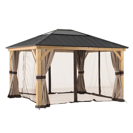 Sunjoy Universal Curtain and Mosquito Netting for 11 ft. x 13 ft. Wood Gazebo A111701220