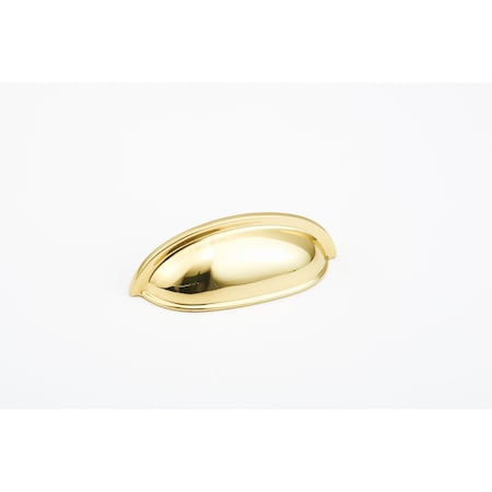 Schaub 3-3/4in Overall; 3in Center to Center Traditional Cup Pull Bright Brass Finish 730-03