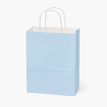 Nashville Wraps Light Blue White Kraft Shopping Bags, Cub 8x4.75x10.25, 250PK LBBCW