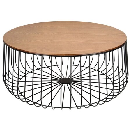 Leisuremod Runswick Modern Wood Top Coffee Table with Metal Base, Walnut RTBL-31WN