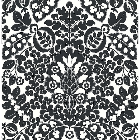 A-Street Prints Marni Black Fruit Damask Wallpaper 4081-26337