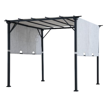 Sunjoy 9 ft x 9 ft Pergola, Outdoor Patio Pergola with Retractable White Canopy Shade, Light Gray A106005560