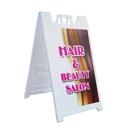 Signmission Hair & Beauty Salon, A-Frame & 2 Sign Inserts, Heavy-Duty Plastic Frame SBHD-C-2436-Hair & Beauty Salon