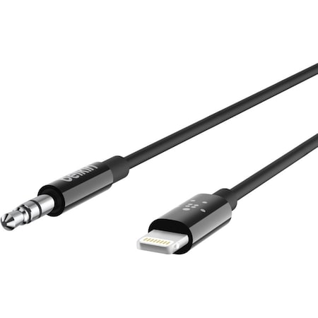 Belkin 3.5 MM AUDIO CABLE WITH LIGHTNING CONNECTOR 3 FEET BLACK AV10172BT03-BLK