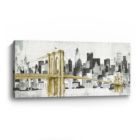 Homeroots Nyc Golden Bridge Skyline Unframed Print Wall Art 399023