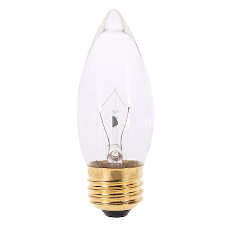 Satco 25W B11 Incandescent, Clear, 1500 Avg. Hrs, 210 Lu, Medium base, 120V, 2-Card S3731