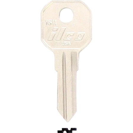 Kaba Ilco Nickel Plated Gas Cap Key, 1611, 10PK AA00019182