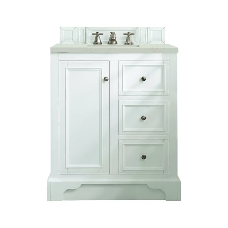 James Martin Vanities De Soto 30" Single Vanity, Bright White, w/ 3 CM Siberian Silestone Top 825-V30-BW-3SFR