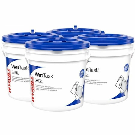 Wypall WypAll WetTask Customizable Wet Wiping System Buckets with Lids (51677), White, Standard Size, PK4 51677