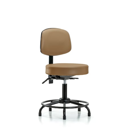 Blue Ridge Ergonomics Desk Stool, Vinyl, Bk, RT, Tilt, Glds, Taupe BR-VDHST-RT-T1-RG-8584
