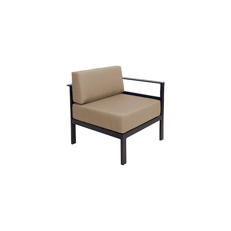 Bfm Seating Belmar Left Arm Sofa Section with Sunbrella cushions, Sand Black Frame PH6101BL-L-57015