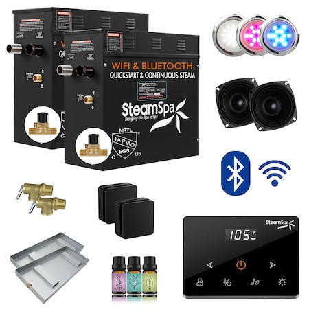 Steamspa 15KW Steam Bath Generator, Fully Wireless Remote, BLUETOOTH, WIFI, Auto Drain, Matte Black BKWS1500MK-A