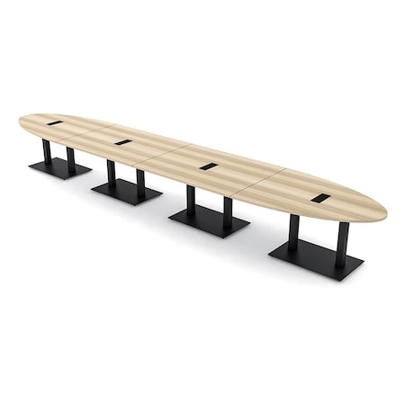 Skutchi Designs Oval Conference Table With Power Unit, 48 in W, 264 in L, Brown HAR-OVL-48X264-DOU.BK-K525-EBLK