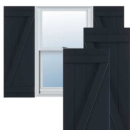 Ekena Millwork True Fit PVC Four Board Joined Board-n-Batten Shutters w/Z-Bar, Starless Night Blue, 21 1/2Wx78H, PR TFP102BBF21X078OB